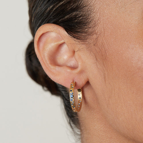Scattered Sapphire Hoop Earrings Image 2