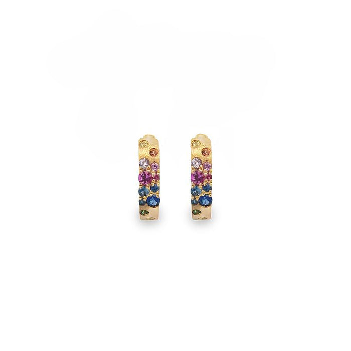 Rainbow Sapphire & Tsavorite Petite Huggie Earrings