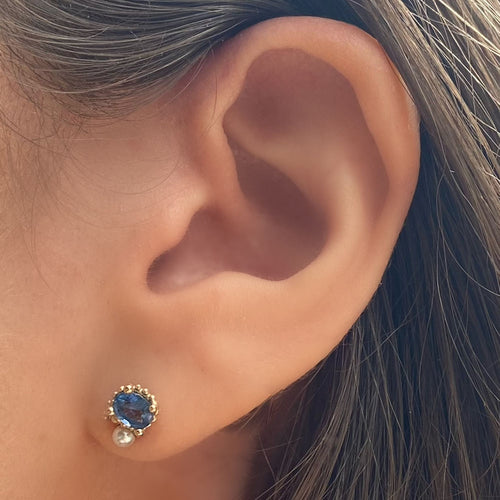 Oval Sapphire Mixed Cluster Studs Image 2
