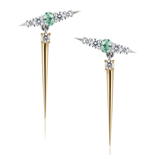 Spike Paraiba Tourmaline & Diamond Drop Earrings