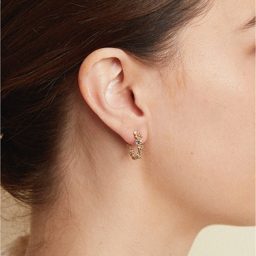 Sapphire Encrusted Hoop Earrings Image 2