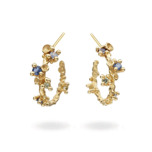 Sapphire Encrusted Hoop Earrings