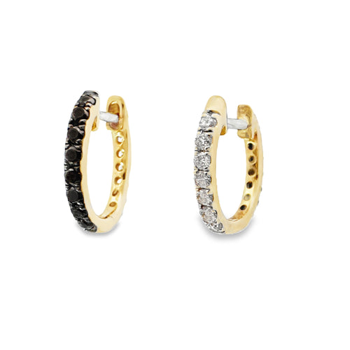 Reversible Black & White Diamond Huggie Earrings