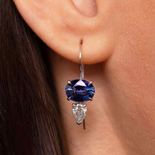 Sapphire & Diamond Drop Earrings Image 2