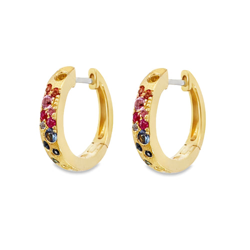 Scattered Multigem Huggie Earrings