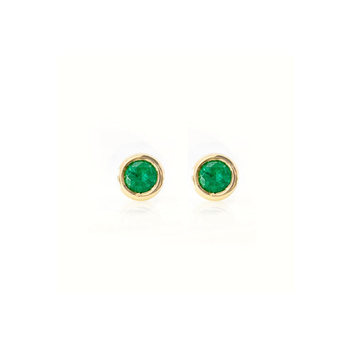 Emerald Bezel Stud Earrings