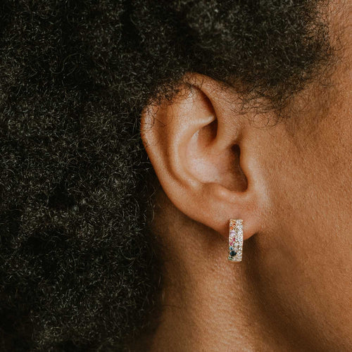 Scattered Multigem Hoop Earrings Image 2