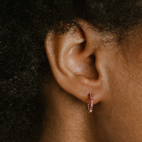 Reversible Ruby & Diamond Huggie Earrings Image 2