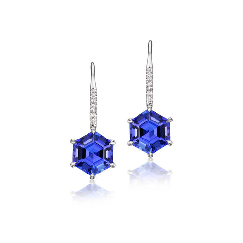 Tanzanite & Diamond Drop Earrings