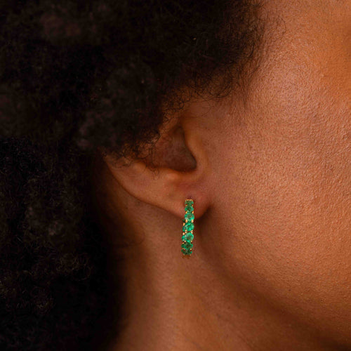 Emerald Hoop Earrings Image 2