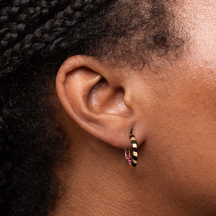 Memphis Candy Pavé Ruby Hoop Earrings