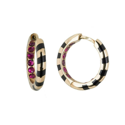 Memphis Candy Pavé Ruby Hoop Earrings