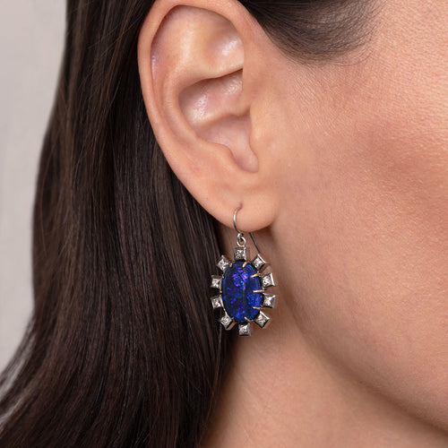 Opal & Diamond Drop Earrings Image 2