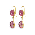 Pink Tourmaline & Grey Diamond Drop Earrings