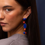 Lapis & Coral Geometric Drop Earrings