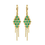 Emerald Textile Tassel Earrings