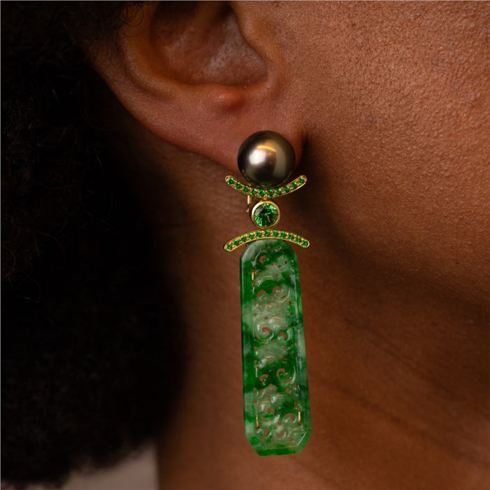 Hand Carved Jade Drop Earrings