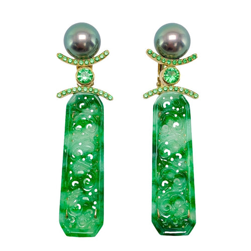 Hand Carved Jade Drop Earrings