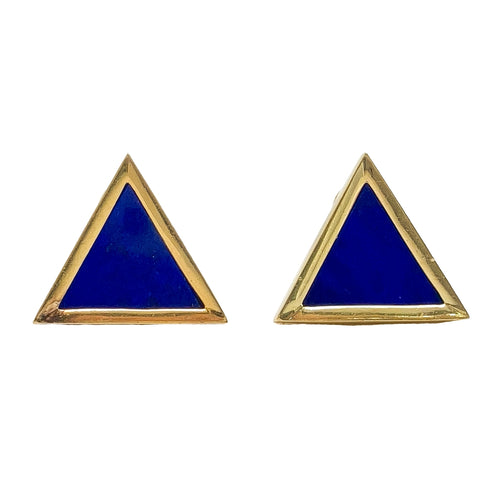 Lapis Lazuli Triangle Earclips