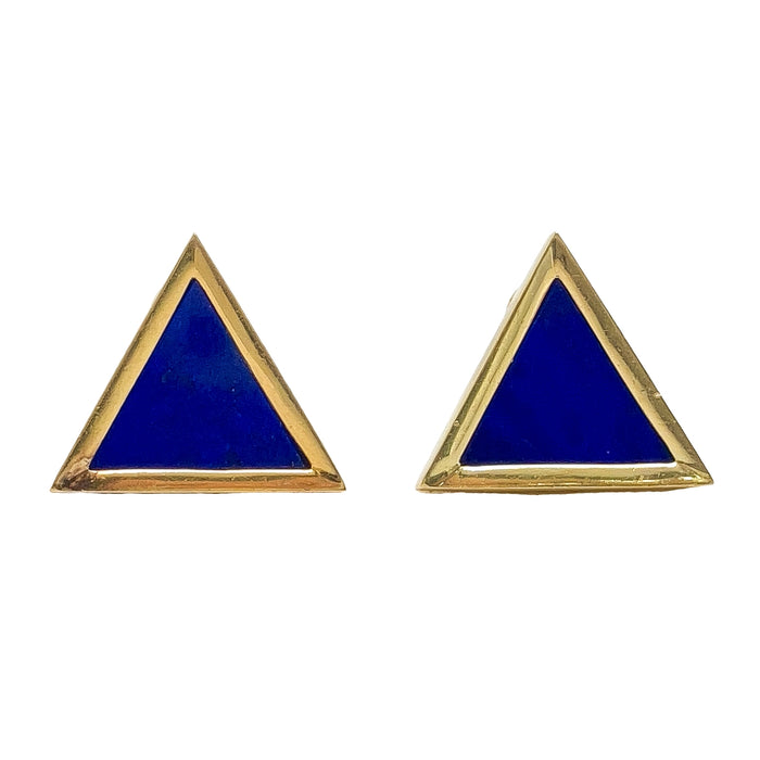 Lapis Lazuli Triangle Earclips