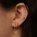 Pearl Droplet Hoop Earring