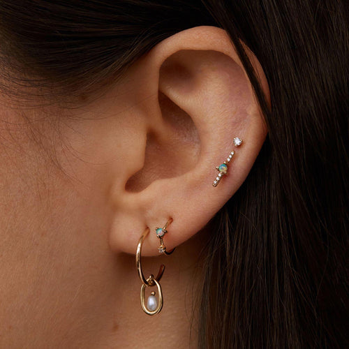 Pearl Droplet Hoop Earring Image 2