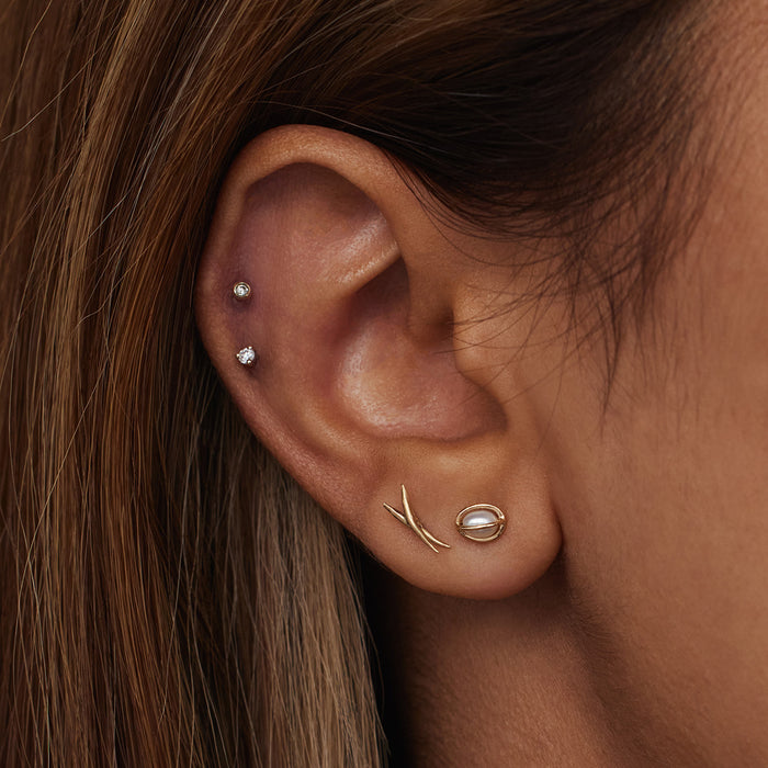 Caged Pearl Stud Earrings