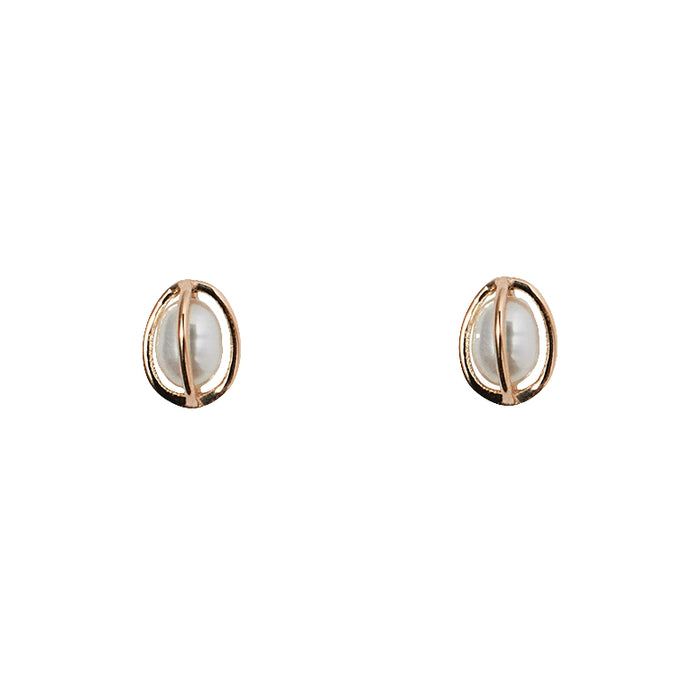 Caged Pearl Stud Earrings