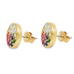 Rainbow Sapphire & Diamond Stud Earrings