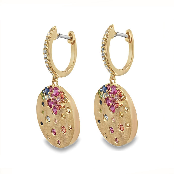 Rainbow Disc Drop Earrings