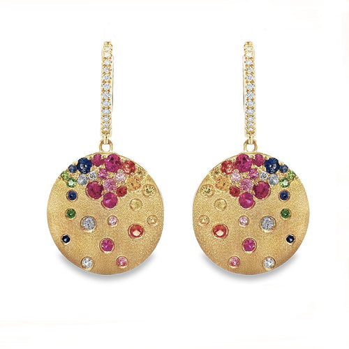 Rainbow Disc Drop Earrings