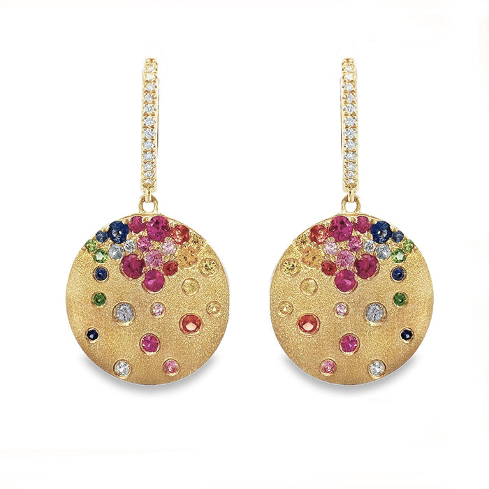 Rainbow Disc Drop Earrings