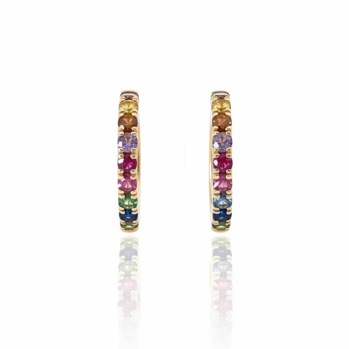 Rainbow Multigem Petite Huggie Earrings