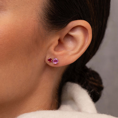 Pink Sapphire Pollux Stud Earrings Image 2