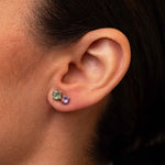 Purple and Green Sapphire Pollux Stud Earrings