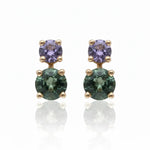 Purple and Green Sapphire Pollux Stud Earrings