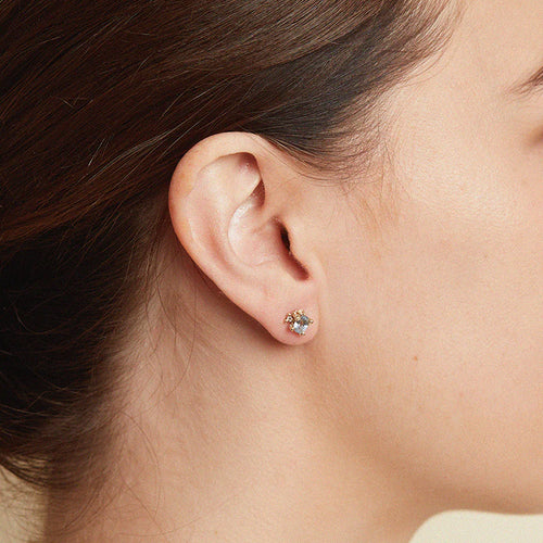 Blue Sapphire & Diamond Encrusted Stud Earrings Image 2