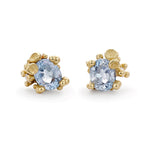 Blue Sapphire & Diamond Encrusted Stud Earrings