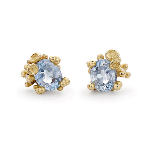 Blue Sapphire & Diamond Encrusted Stud Earrings