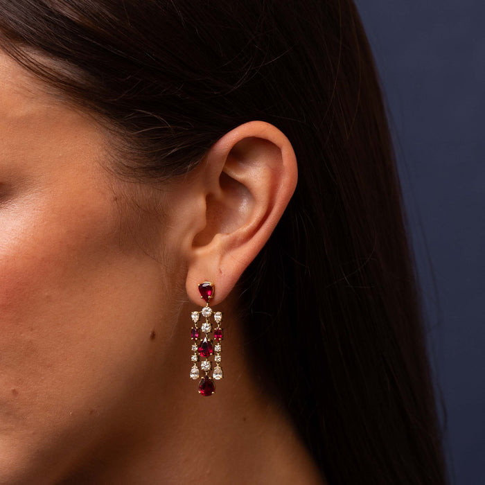 Ruby & Diamond Chandelier Drop Earrings