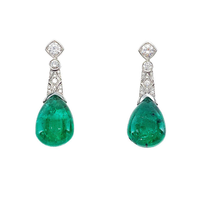 Emerald & Diamond Drop Earrings