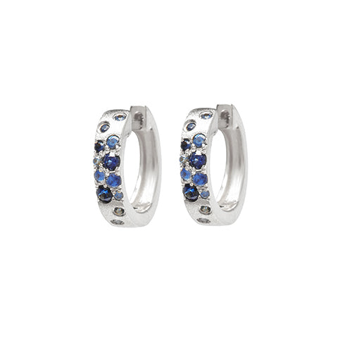 Mixed Blue Sapphire Huggie Earrings