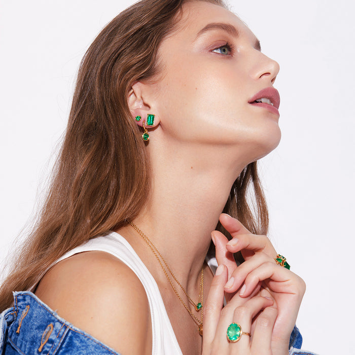 Emerald Prong Stud Earrings