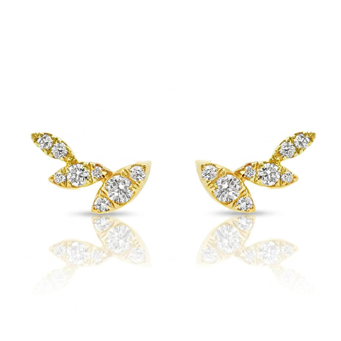 Diamond Leaf Studded Earrings