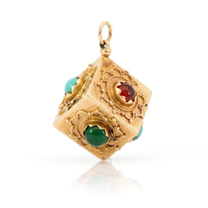 Box Charm with Cabochon Gemstones