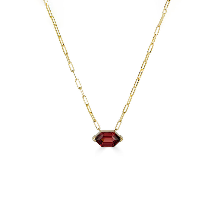Hexagon Garnet Pendant Necklace