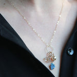 Pearl, Diamond & Australian Opal Charm Necklace