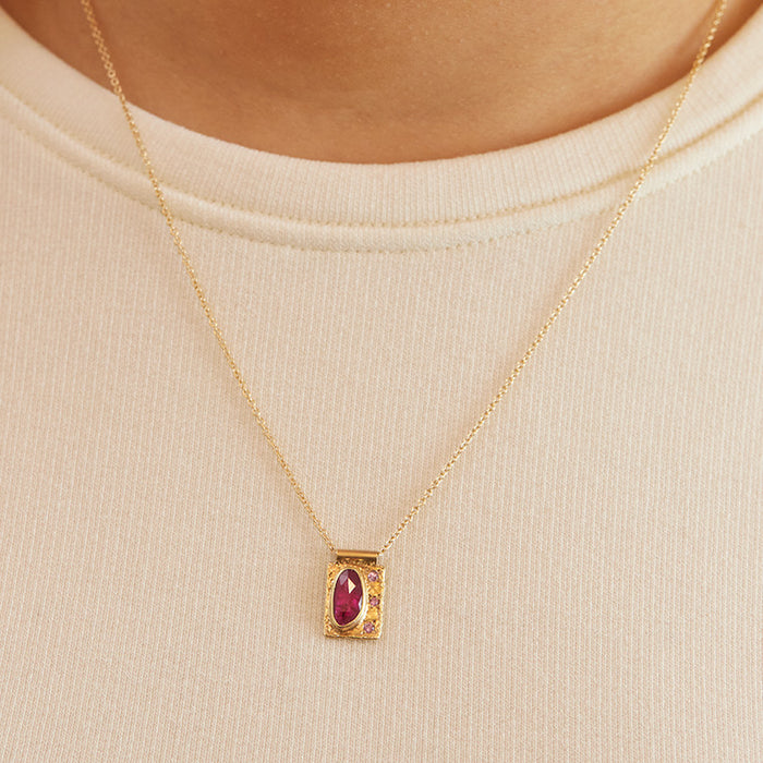 Mozambique Ruby & Sapphire Earth Love Pendant Necklace