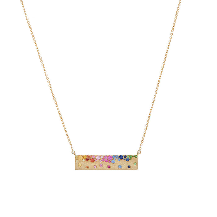 Rainbow Sapphire & Tsavorite Bar Necklace