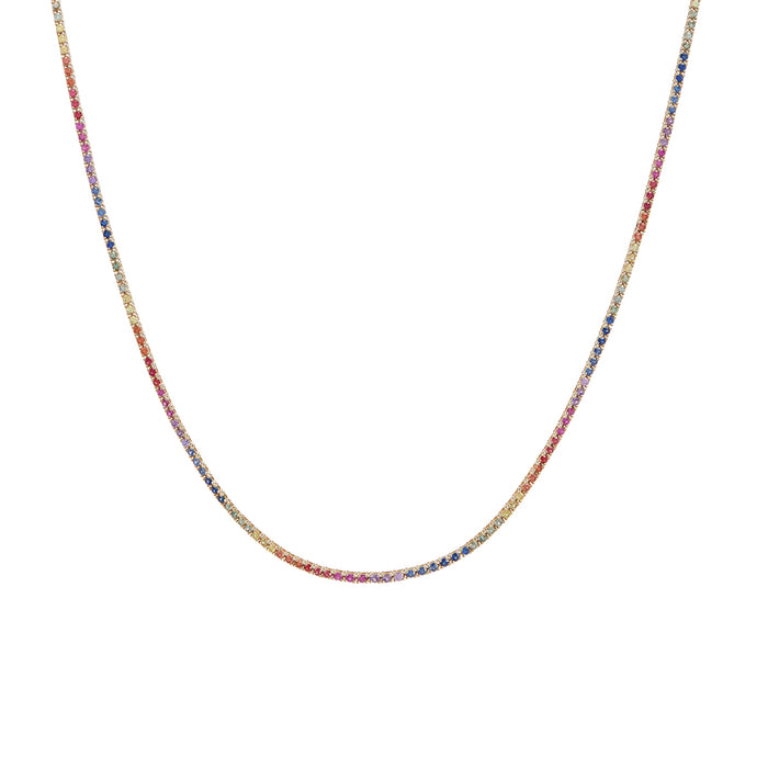 Rainbow Sapphire Tennis Necklace